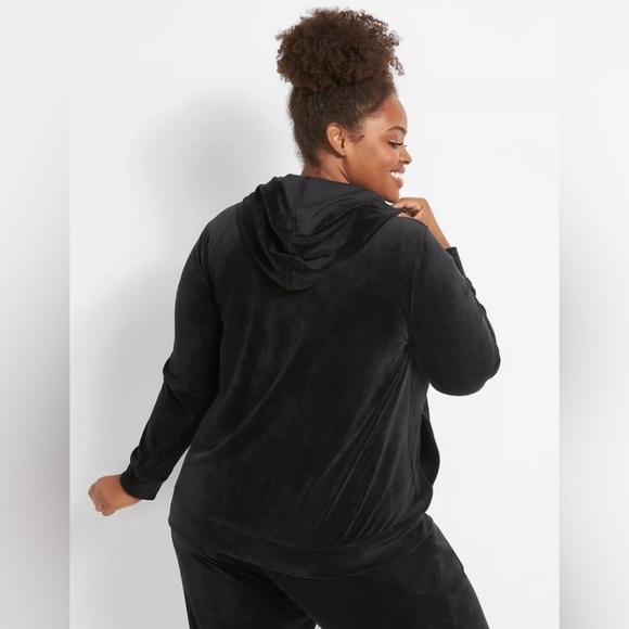 Livi Zip-Front Hoodie Jacket Velour Black Size 18/20 NEW! - Picture 3 of 10